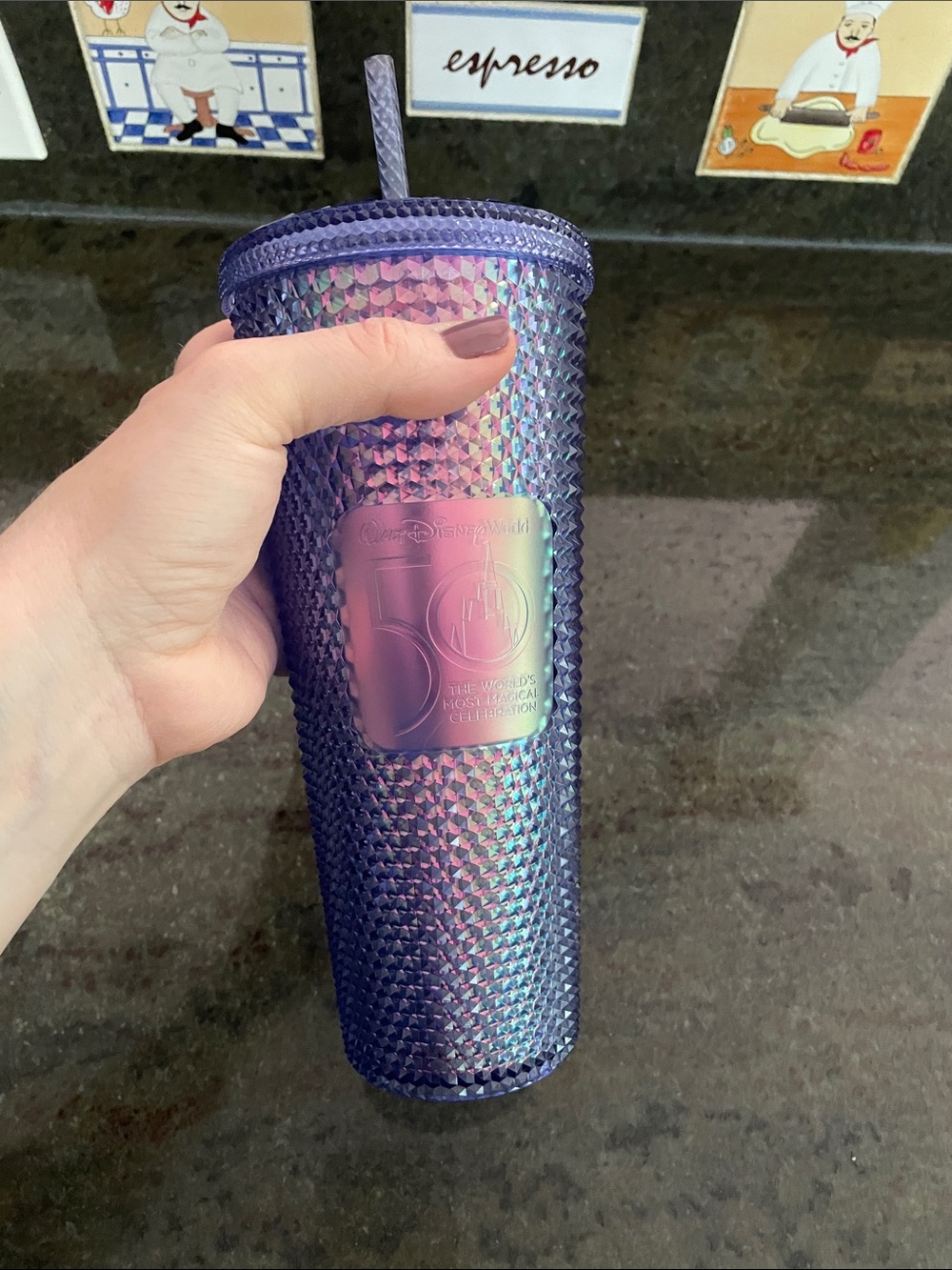 Starbucks Iridescent Purple Blue Studded Tumbler Straw Disney 50th Celebration - Picture 10 of 11